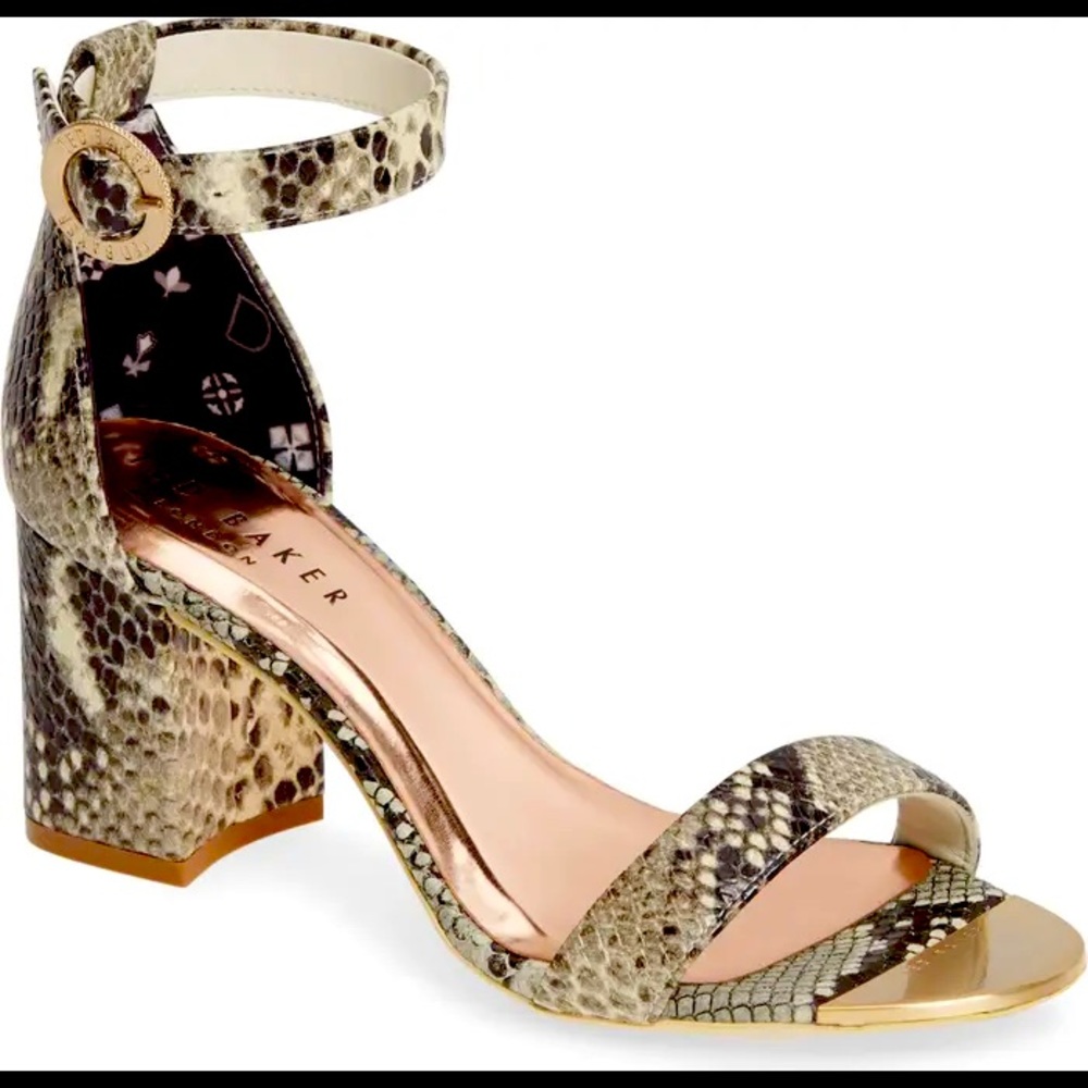 Manyap Leather Embossed Snake Skin Heel Sandal
